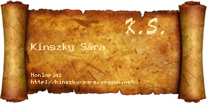 Kinszky Sára névjegykártya